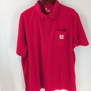Vintage Carhartt Original Fit Chest Pocket Golf Classic Polo Shirt Red Size XL